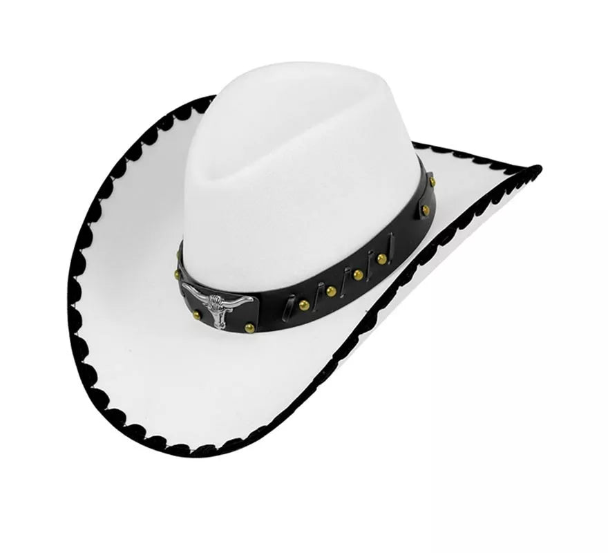 Translation missing: fr.Sombrero de Cowboy con Toro de Fieltro blanco