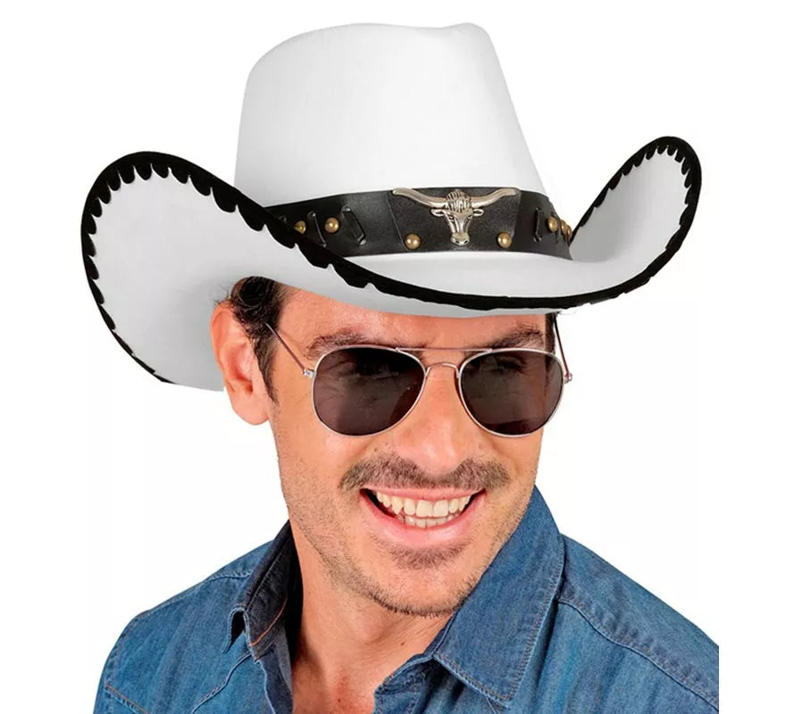 Translation missing: fr.Sombrero de Cowboy con Toro de Fieltro blanco