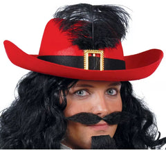 Chapeau Feutré de Mousquetaire Rouge
