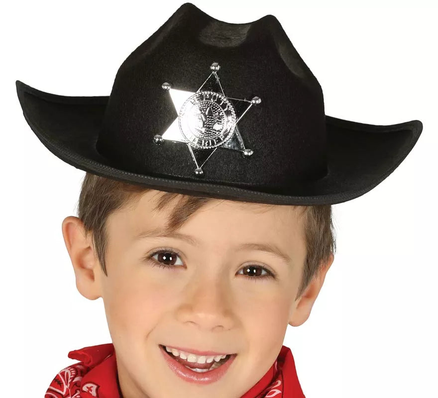 Translation missing: fr.Sombrero de fieltro Sheriff infantil negro