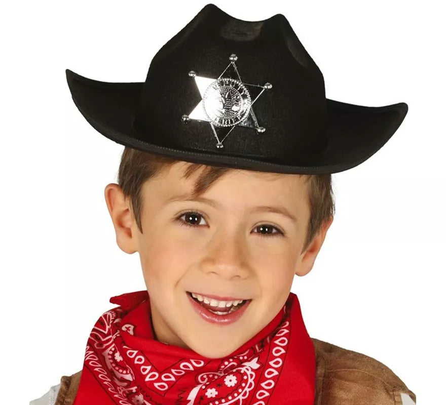 Translation missing: fr.Sombrero de fieltro Sheriff infantil negro