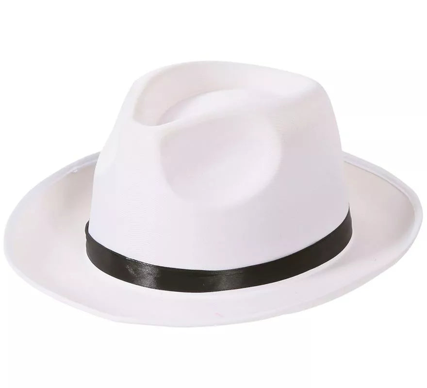 Translation missing: fr.Sombrero de Gánster blanco con banda negra
