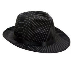 Chapeau de Gangster Noir à Rayures Blanches