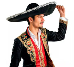 Chapeau Mariachi noir avec bordure grise
