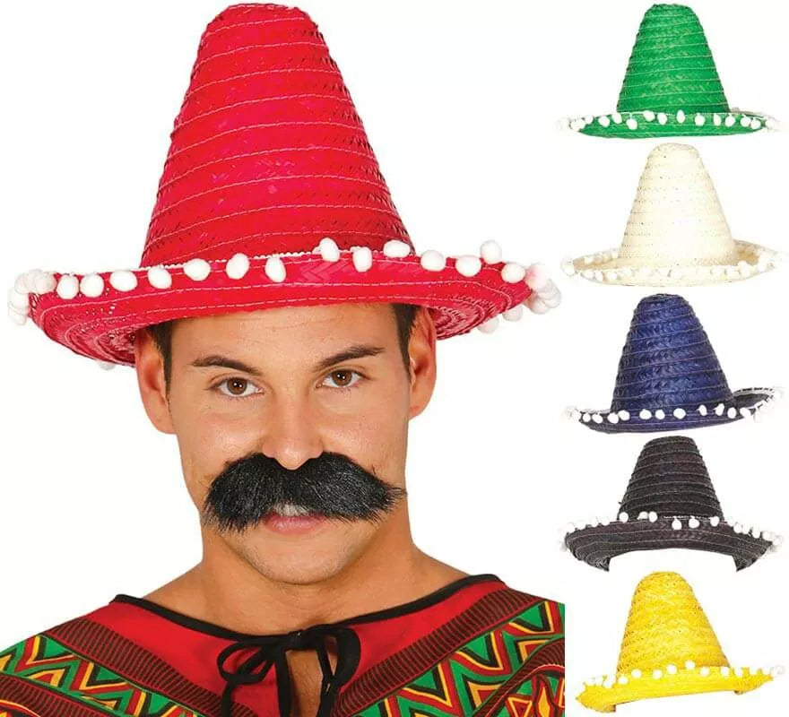Translation missing: fr.Sombrero de Mexicano con Borlas en varios colores de 33 cm