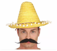 Chapeau Méxicain avec Pompoms plusieurs couleurs de 33 cm