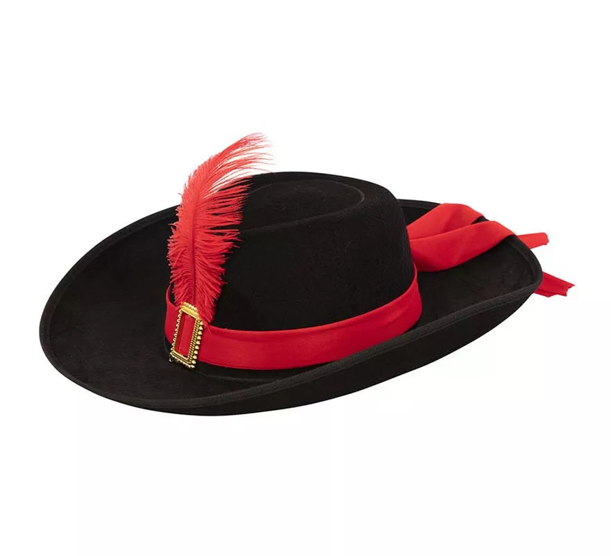 Sombrero de Mosquetero negro adulto de 39x33x10 cm