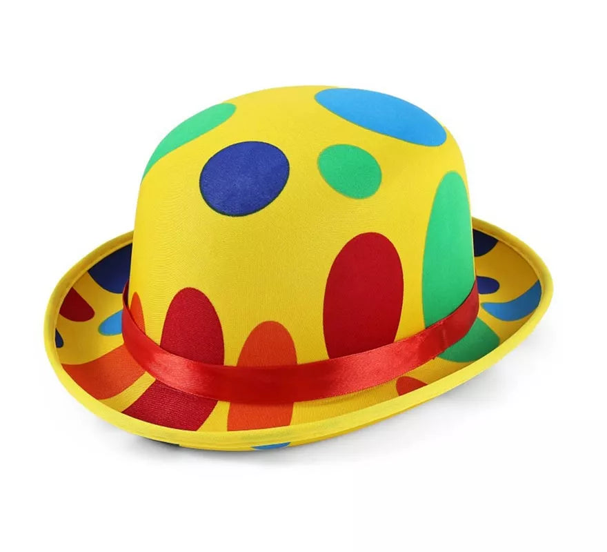 Translation missing: fr.Sombrero de Payaso lunares multicolor adulto