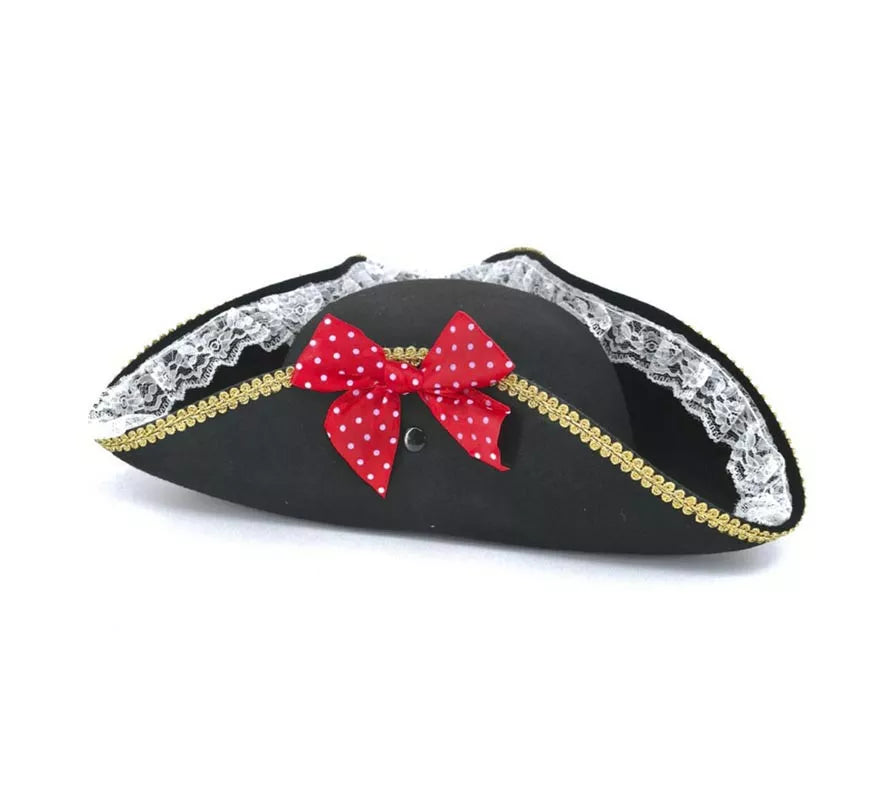 Translation missing: fr.Sombrero de Pirata negro con lazo para mujer