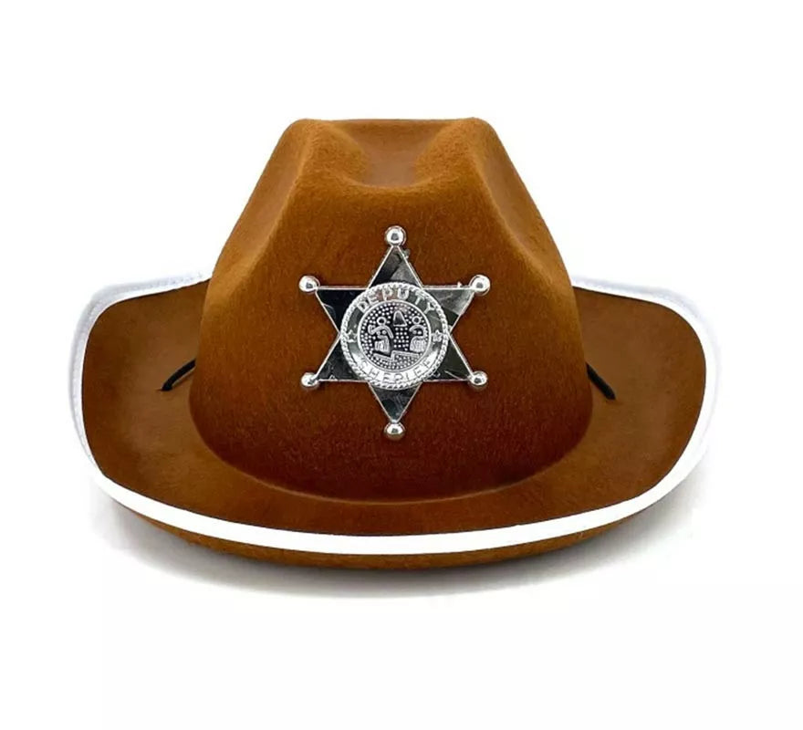 Translation missing: fr.Sombrero de Sheriff marrón con placa de 29x10 cm infantil