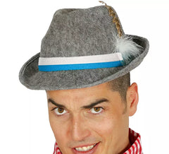 Chapeau de Tyrolien gris avec bandea bleu