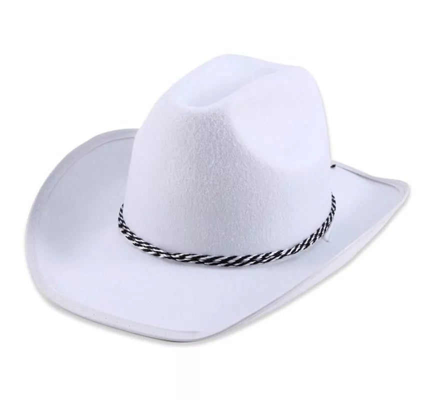 Translation missing: fr.Sombrero de Vaquero blanco cordón negro infantil