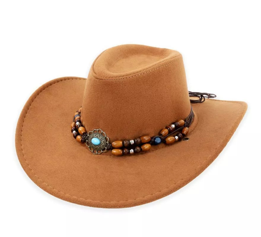 Translation missing: fr.Sombrero de Vaquero con Abalorios marrón claro adulto