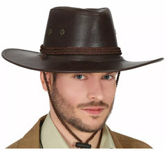 Chapeau de cowboy marron en fausse fourrure