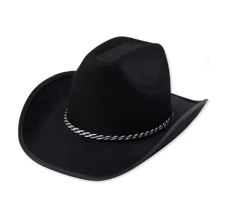 Translation missing: fr.Sombrero de Vaquero negro con cordón gris adulto