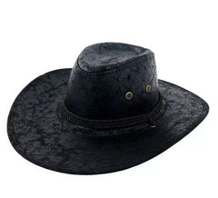 Chapeau de cowboy noir texturé avec cordon de serrage pour adulte