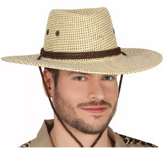 Chapeau de cowboy ou d'explorateur en tissu marron