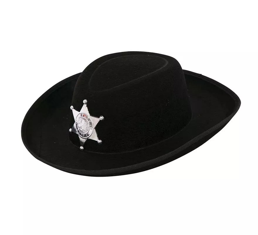 Translation missing: fr.Sombrero de Vaquero Sheriff negro infantil de 34x26x9 cm