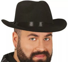Chapeau de Gangster Noir en Velours