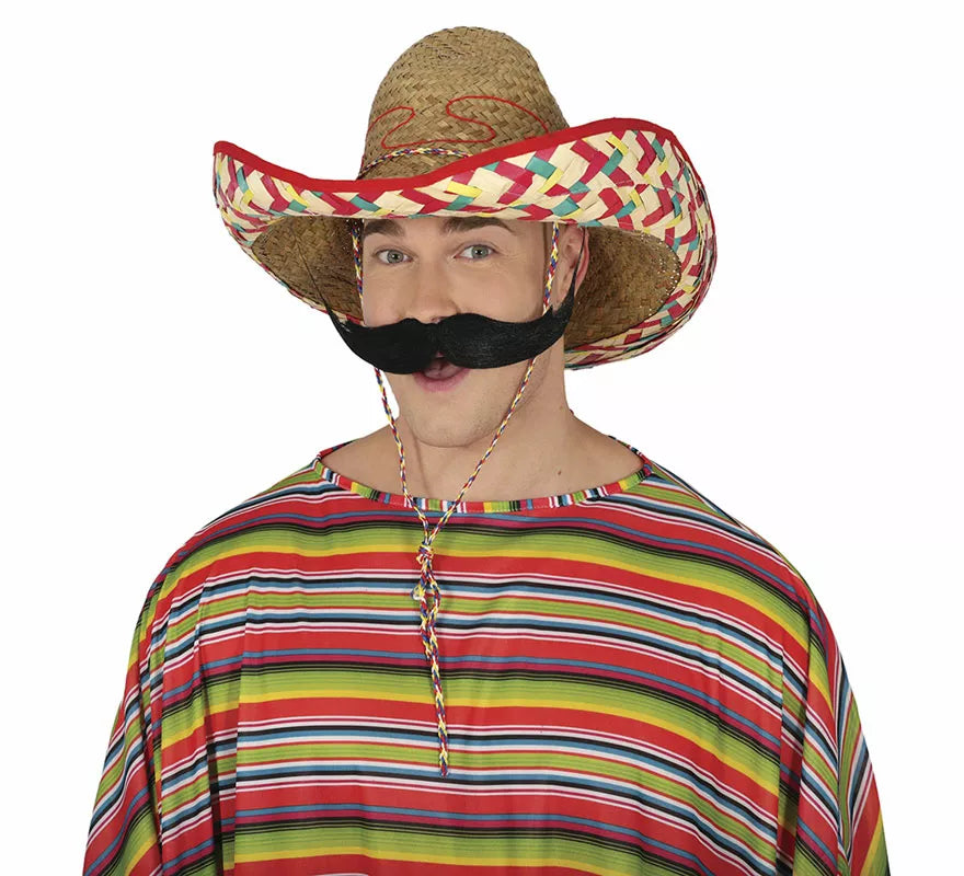 Translation missing: fr.Sombrero Mexicano de paja decorado de 50 cm adulto