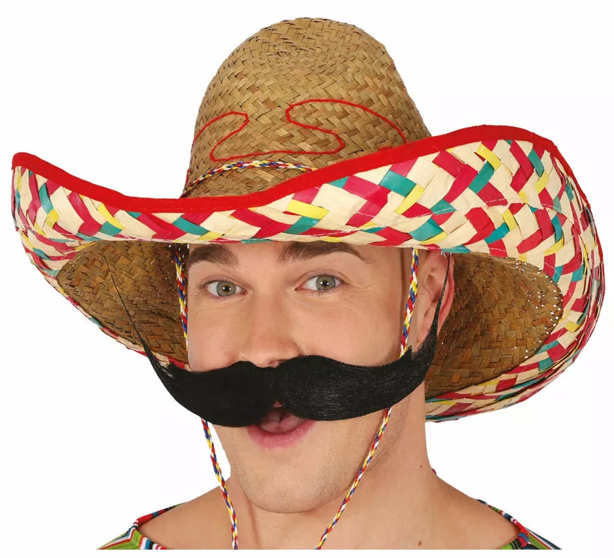 Translation missing: fr.Sombrero Mexicano de paja decorado de 50 cm adulto