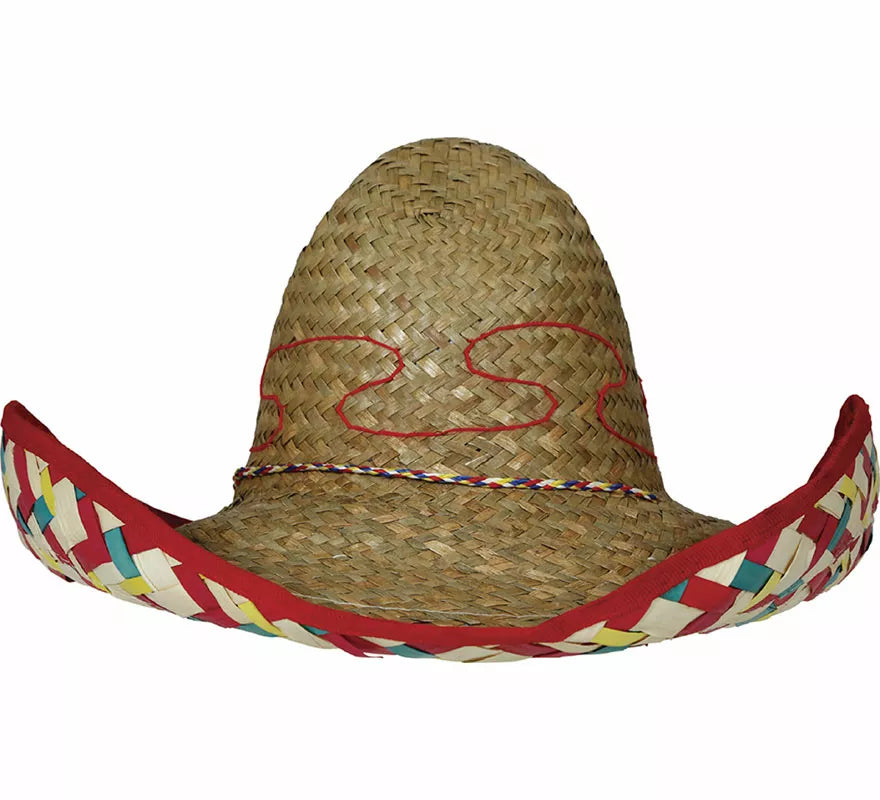 Translation missing: fr.Sombrero Mexicano de paja decorado de 50 cm adulto