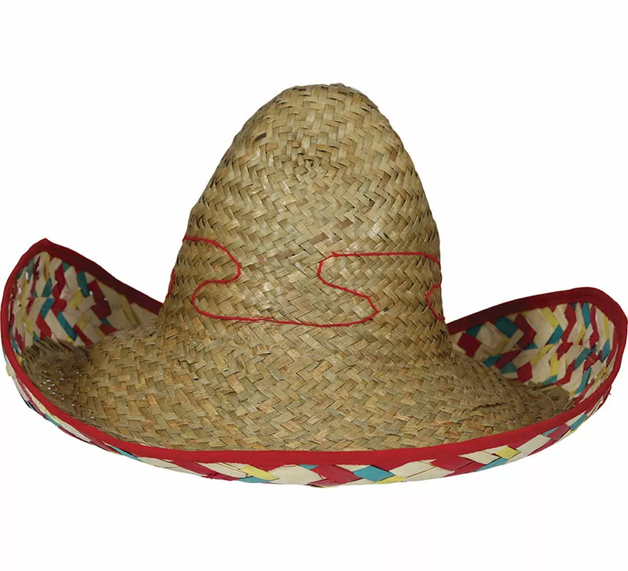 Translation missing: fr.Sombrero Mexicano de paja decorado de 50 cm adulto