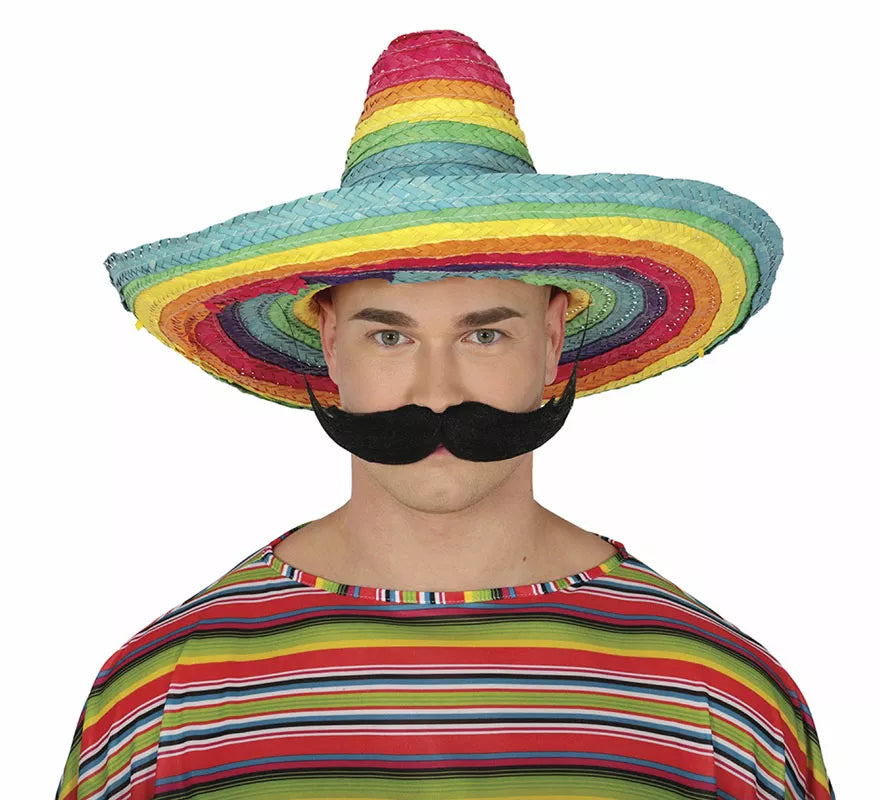 Translation missing: fr.Sombrero Mexicano de paja multicolor de 50 cm adulto
