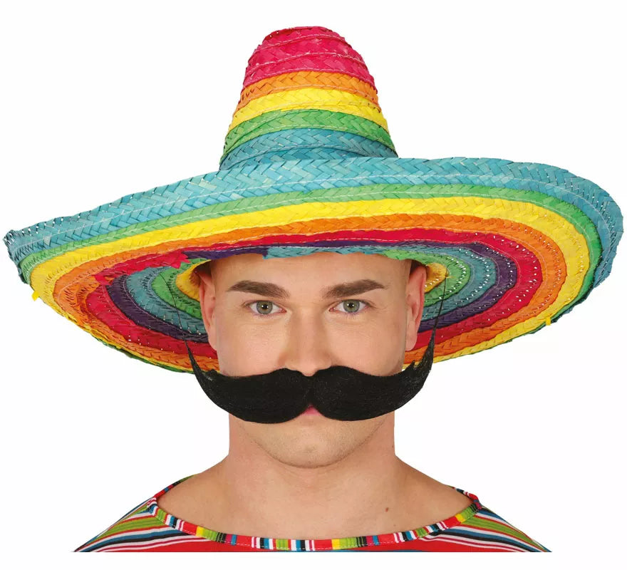 Translation missing: fr.Sombrero Mexicano de paja multicolor de 50 cm adulto