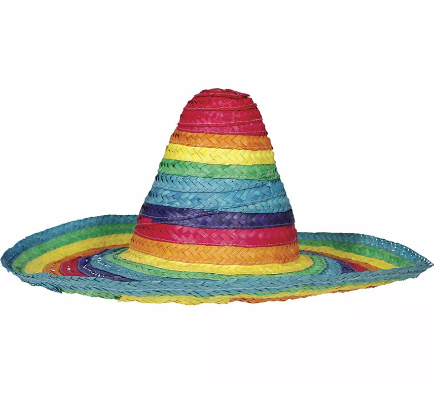 Translation missing: fr.Sombrero Mexicano de paja multicolor de 50 cm adulto