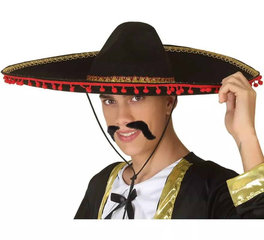 Translation missing: fr.Sombrero Mexicano Negro y Rojo