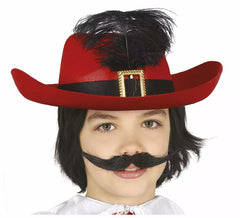 Chapeau mousquetaire feutre rouge enfant