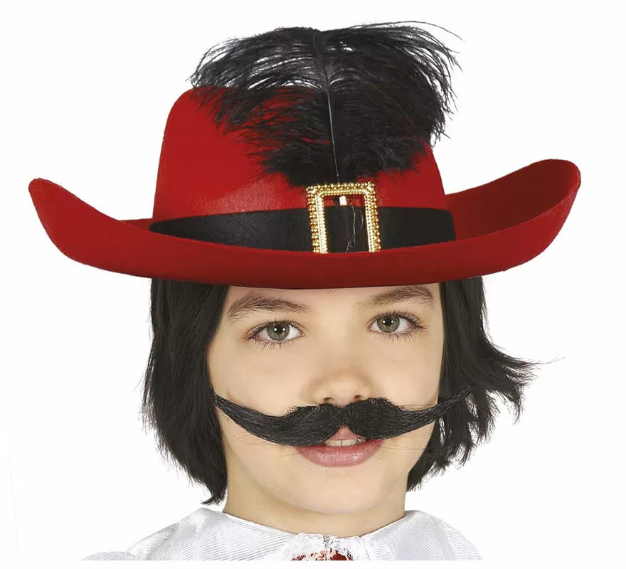 Translation missing: fr.Sombrero Mosquetero Rojo de Fieltro Infantil