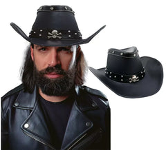 Chapeau noir à tête de mort