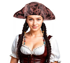 Chapeau de Pirate Adulte avec Longues Tresses