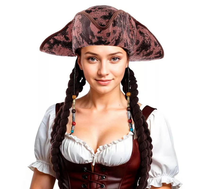 Translation missing: fr.Sombrero Pirata con Trenzas largas adulto