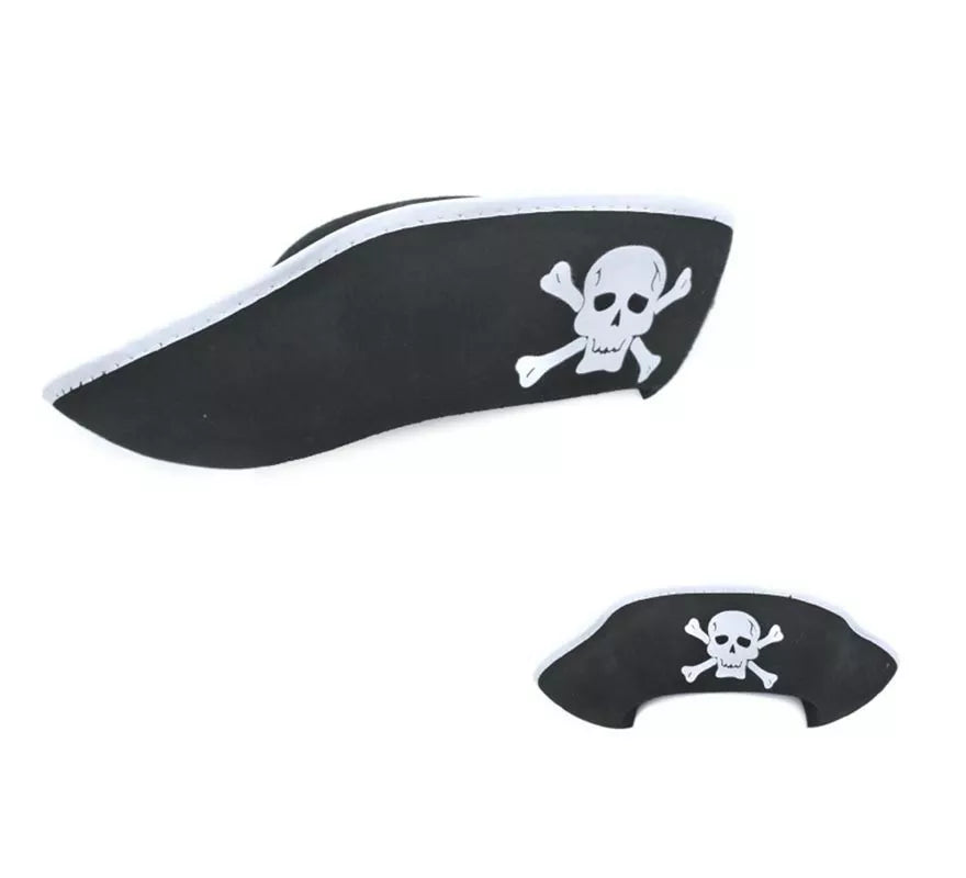 Translation missing: fr.Sombrero Pirata negro con calavera adulto