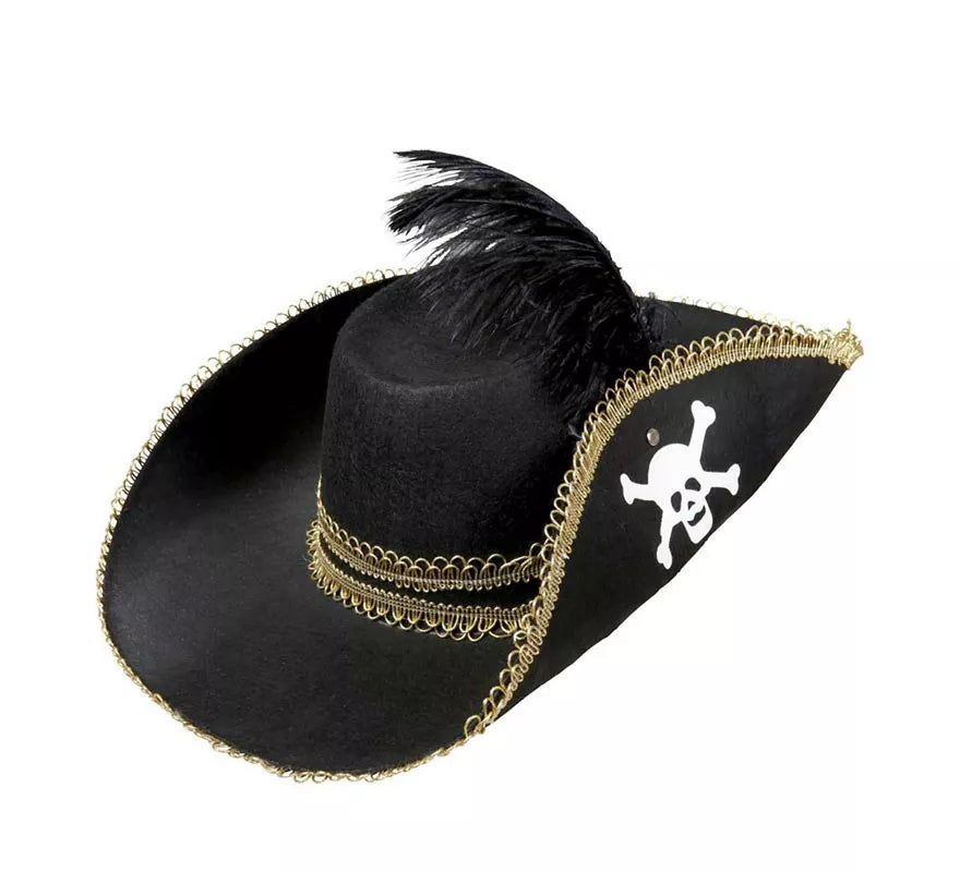 Translation missing: fr.Sombrero Pirata negro con Pluma de fieltro