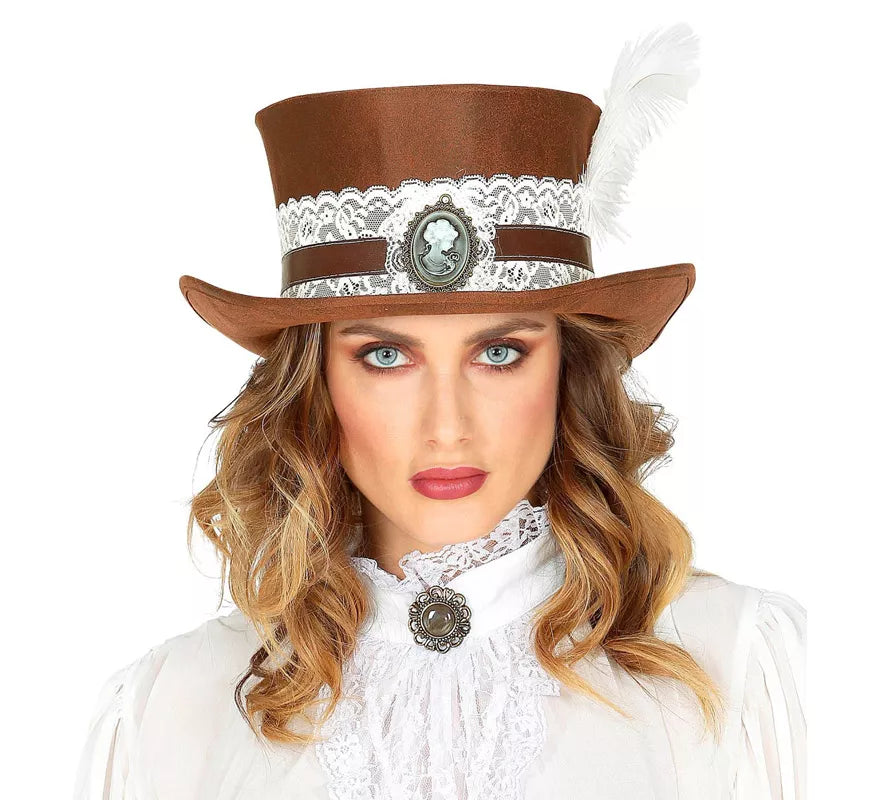 Translation missing: fr.Sombrero Steampunk Top Aspecto Cuero Envejecido