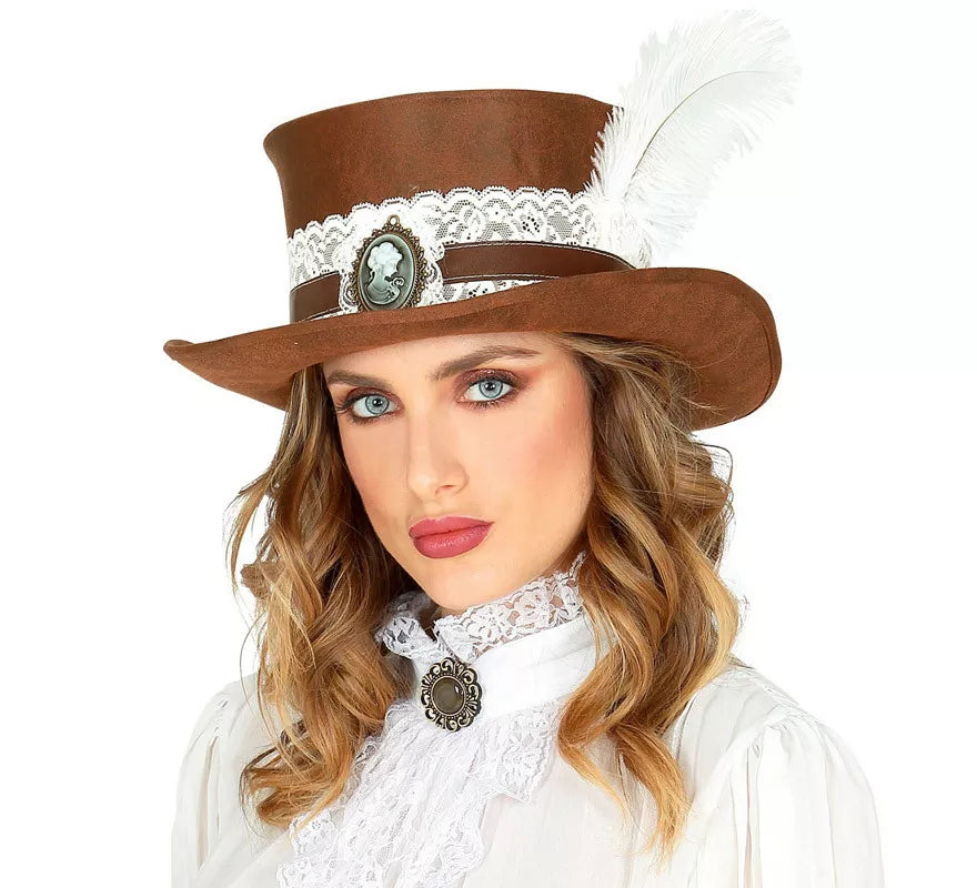 Translation missing: fr.Sombrero Steampunk Top Aspecto Cuero Envejecido