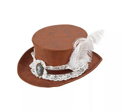 Chapeau haut de forme Steampunk aspect cuir vieilli