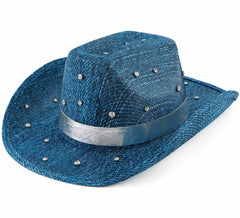 Chapeau de cowboy bleu orné de strass