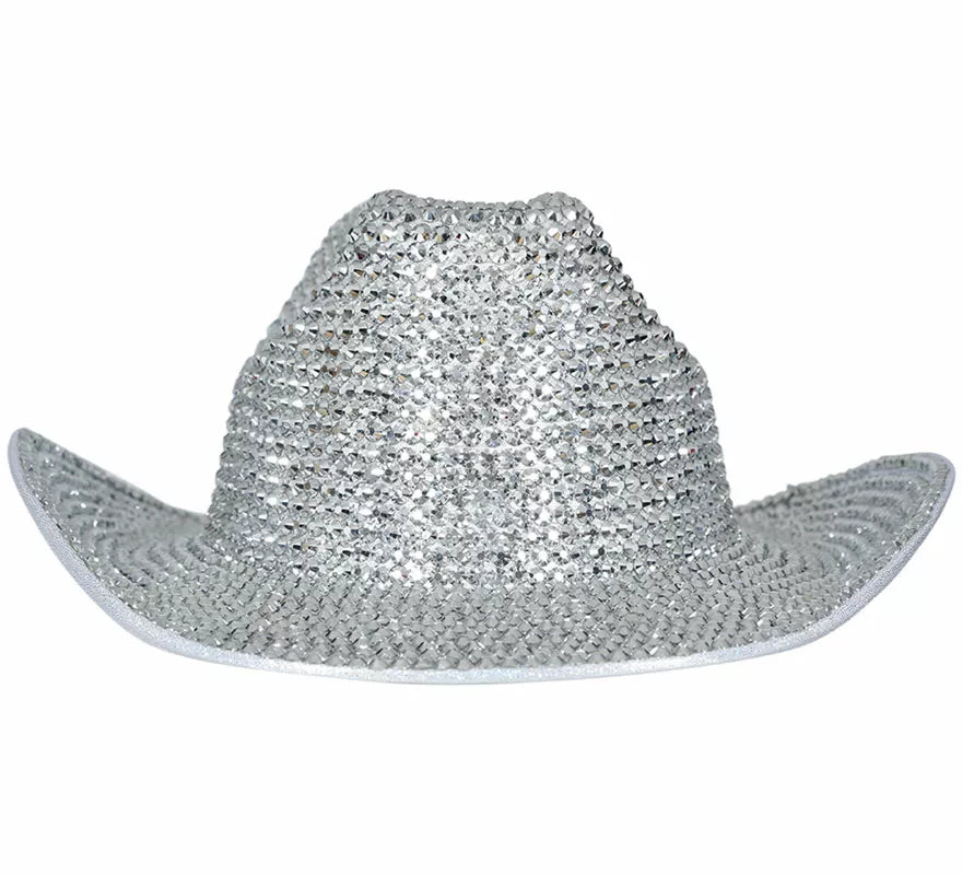 Translation missing: fr.Sombrero Vaquero brillante plateado adulto