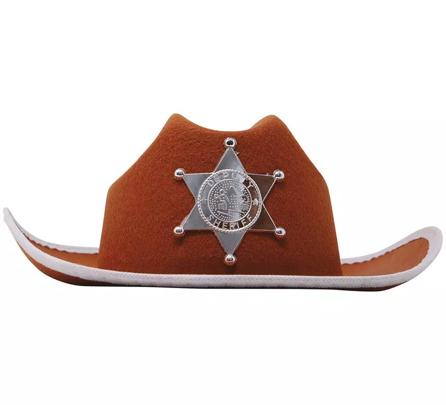 Translation missing: fr.Sombrero Vaquero fieltro Sheriff infantil marrón