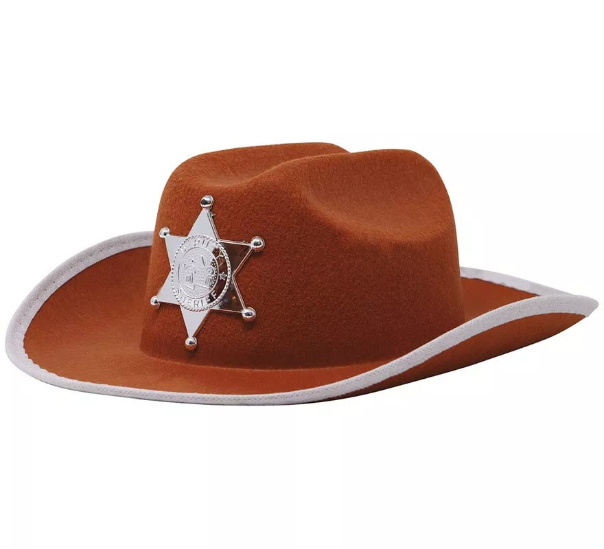 Translation missing: fr.Sombrero Vaquero fieltro Sheriff infantil marrón