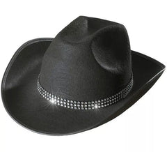 Chapeau de cowboy noir à paillettes pour adultes