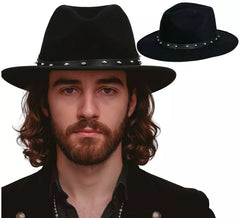 Chapeau de cowboy noir à rivets pour adultes