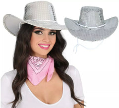 Chapeau de cowboy argenté pour adultes