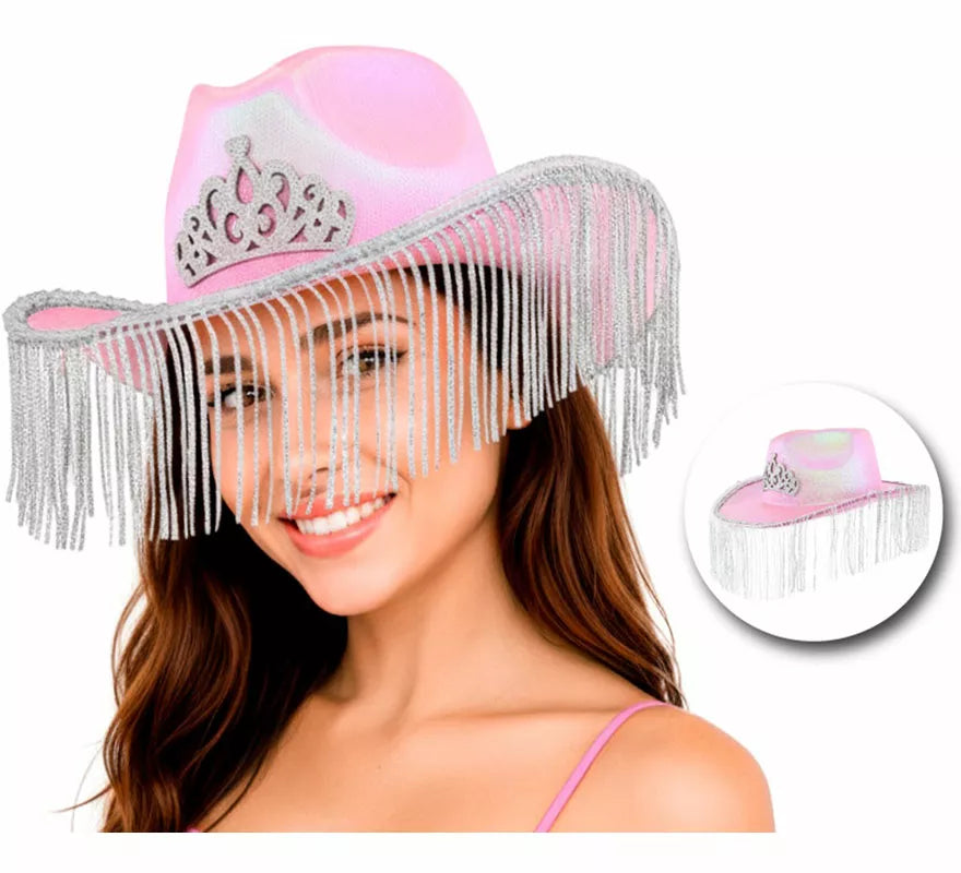 Translation missing: fr.Sombrero Vaquero rosa con Flecos