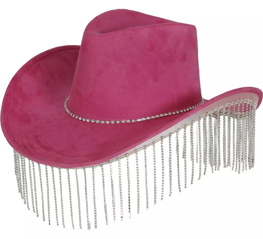 Translation missing: fr.Sombrero Vaquero rosa con Flecos adultos